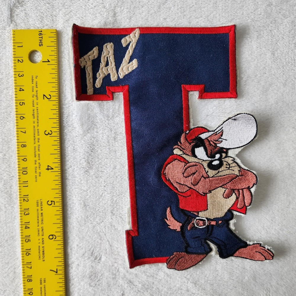 Taz Patch 7" Tasmanian Devil Looney Tunes Vest Crest Logo Sew On Blue T *Used‎